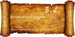 Boskovits Lajos névjegykártya